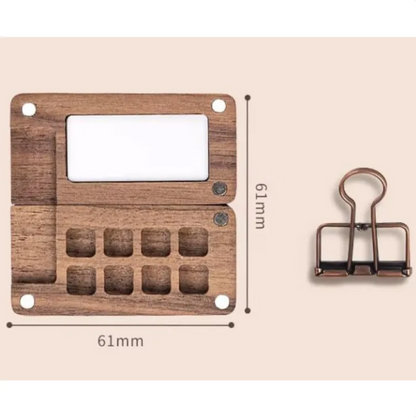 Portable Mini Walnut Watercolor Set with 8 Colors for Sketching & Journaling